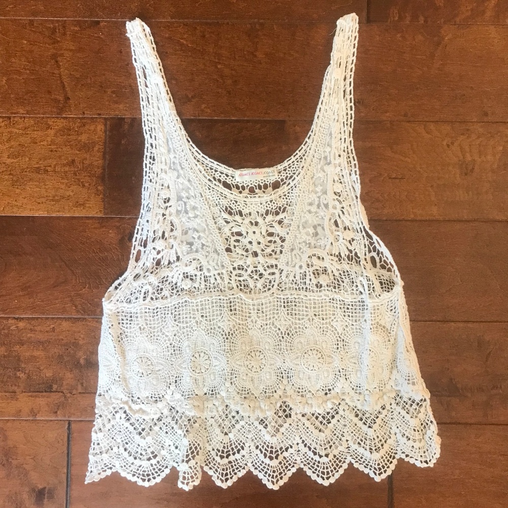 a'gaci lace crochet boho festival tank • medium